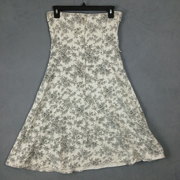 Just Choon Strapless A Line Dress Women 5 White Floral Cotton Stretch Party Wear - Picture 5 of 9